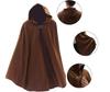 Medieval Hooded Cloak with Round Buckle and Green Leaf Brooch Necklace