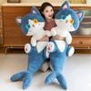 135cm Pupil Shark Cat Doll Pillow Sleeping Girl Plush Toy Plant Stuffed Doll Holidays Props Decorative Throw Pillow for Kids