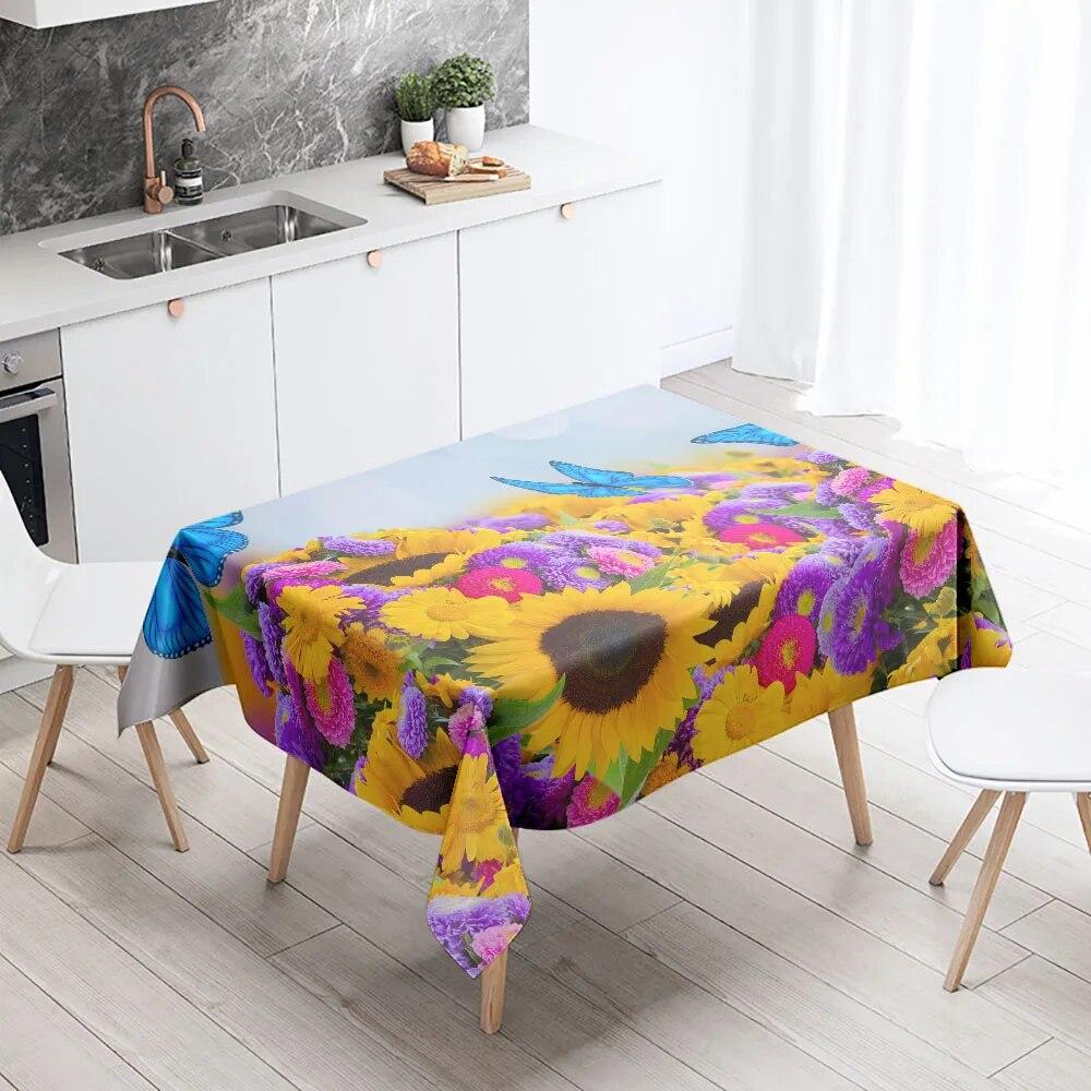 

Красочная цветочная скатерть с бабочкой и цветком персика, водонепроницаемая прямоугольная скатерть с защитой от пятен, кухонный обеденный стол, домашний декор 40x70cm