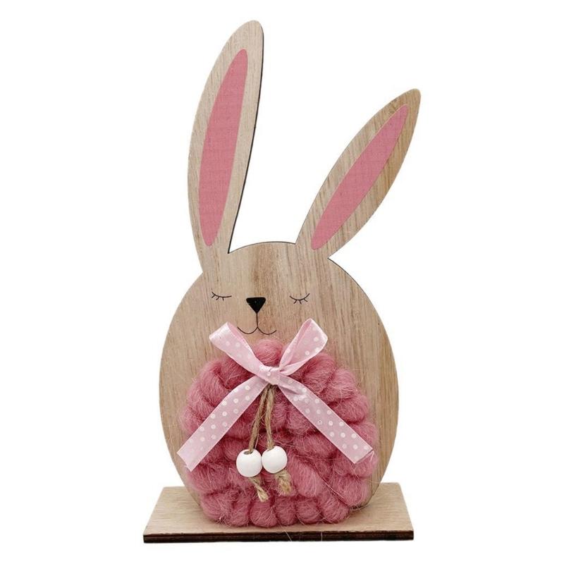 Easter Bunnies Wood Sculptures Rabbit Figurine Rabbit Sculpture for Elegant Homes Decoration and Celebration Displays