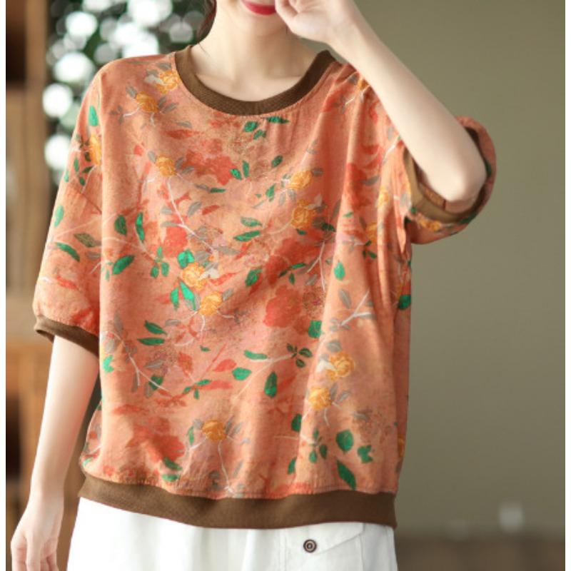 Summer Women's Short-sleeved Loose Round Neck Printed T-shirt