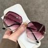 Mote Rammeløse Firkantede Solbriller For Kvinner   Designer Solbriller Vintage Nyanser Dame Rosa Briller Gafas De Sol