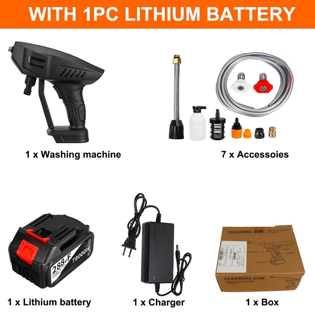 70Bar 288VF Wireless High Pressure Car Wash Washer Gun 2000W 78000H Foam Generator Water Gun Spray Cleaner