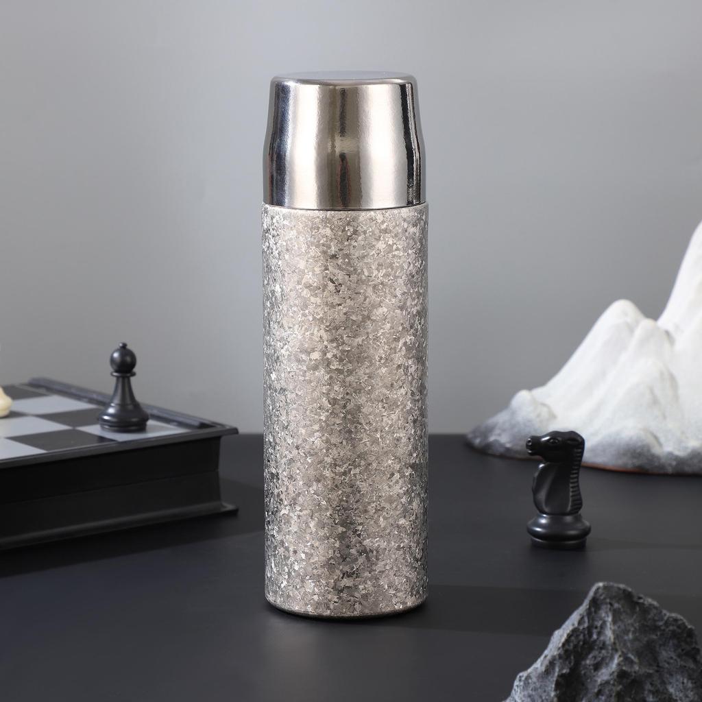 Premium Titanium Insulated Cup Gift Set - Flip-top Water Bottle with Tea Separation for Office or Business Use