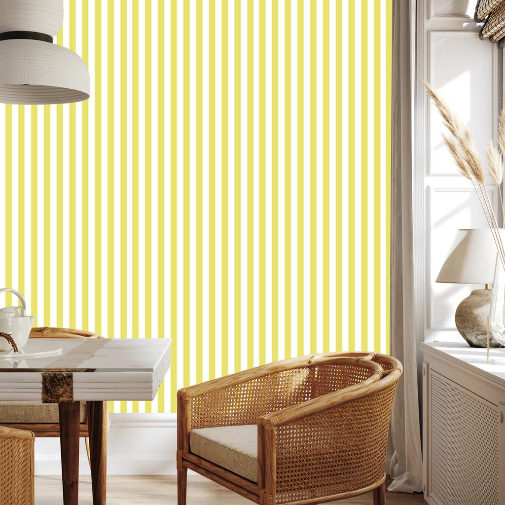Striped Wallpaper Cream, White and Yellow for Living Room and Bedroom 50x1000