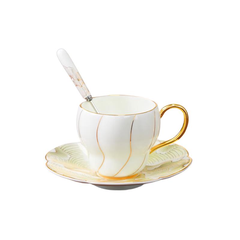 Auratic Magnolia Bloom Ceramic Coffee Cup & Saucer Set