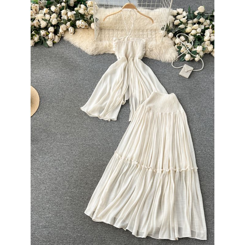 Holiday Wear High Waist Skirt Socialite Style Halterneck