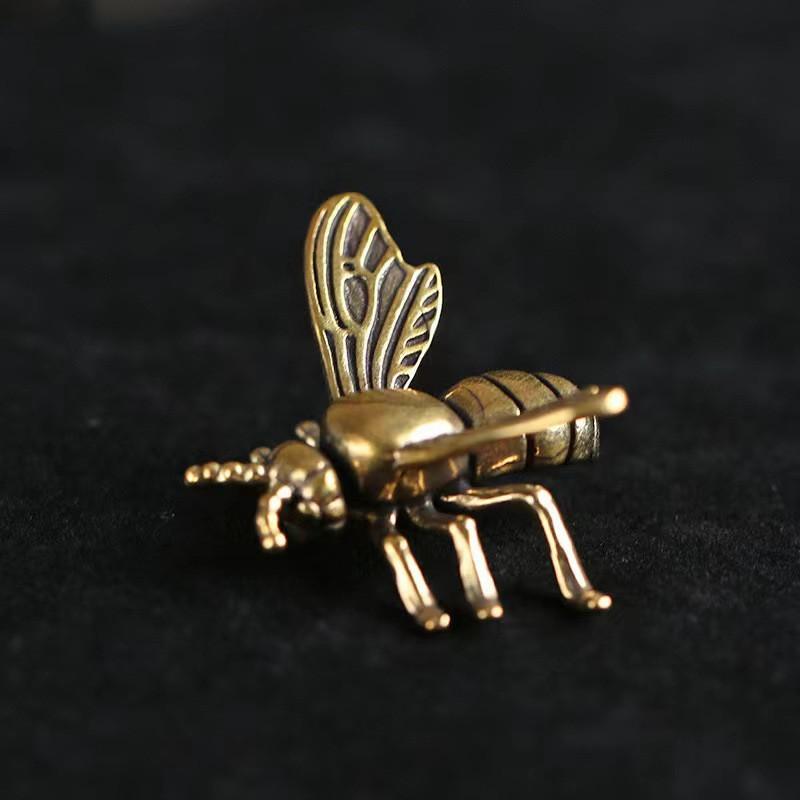 Solid Brass Insect Honeybee Figurines Miniatures Tea Pet Funny Beetle Crafts Collection Desktop Small Ornaments Home Decorations