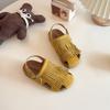 Summer Peep Toe Tassel Children Shoes Girls Sandals Soft Bottom Flat Heel Buckle Girl's Shoes Back Strape Slingbacks Shoe I05285