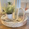 1pc Farmhouse Beads Wooden Beads Garland with Tassels – Rustic Boho Wedding Decor Holiday Wreath for Door/Halloween/Thanksgiving/Christmas