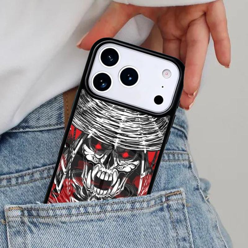 Samurai Oni Mask Phone Case for iPhone 17ProMax 12 13 14 15 16e 17 Pro Max Plus Air Cover
