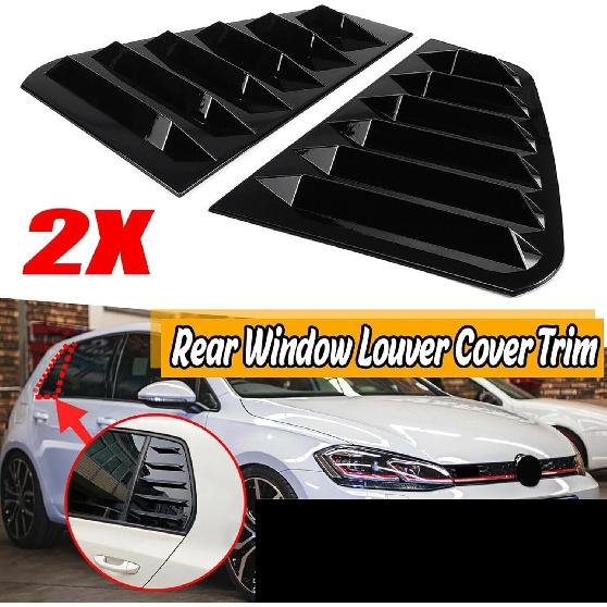 2Pcs Car Rear Window Louver Compatible for VW Golf MK7 7.5 GTI 2014-2019 Gloss Black/Carbon Fiber Shutter Rear Side Vent Cover Trim(Carbon Fiber