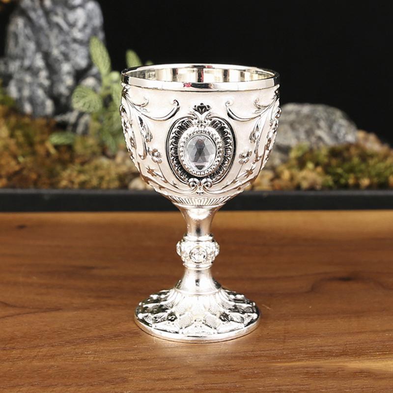1pc Timeless Embossed Metal Chalice Goblet Vintage Wine Champagne Liqueur Cup Perfect For Bars Restaurants Home Decor