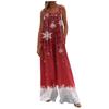 Women's Christmas Print Solid Wide Leg Strapless Tank Pocket Casual Onesie