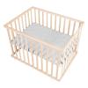 Baby Playpen - ROBA - 75 X 100 Cm - 'Roba Style' Grey Playpen Mat Included - Castors - Natural Wood