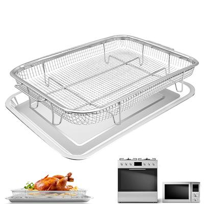 Assadeira para Assar Fritadeira a Óleo Assadeira Aço Inoxidável Antiaderente Cesto para Batatas Fritas Assadeira Grelha Malha Quadrada Escorredor para Fritura