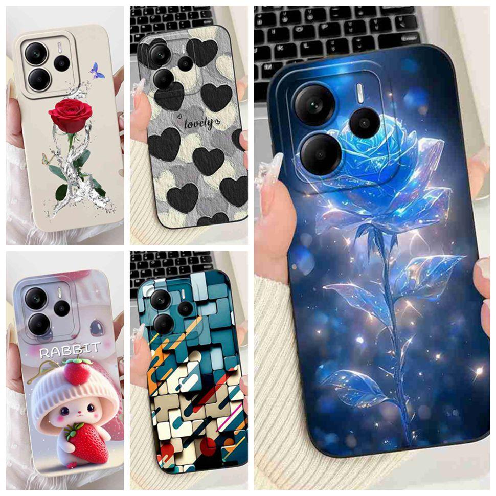 Luxury Rose Cover For Xiaomi Redmi Note 14 5G Case 6.67" Soft Slim Phone Case For Redmi Note 14 Note14 5G Capa Bags