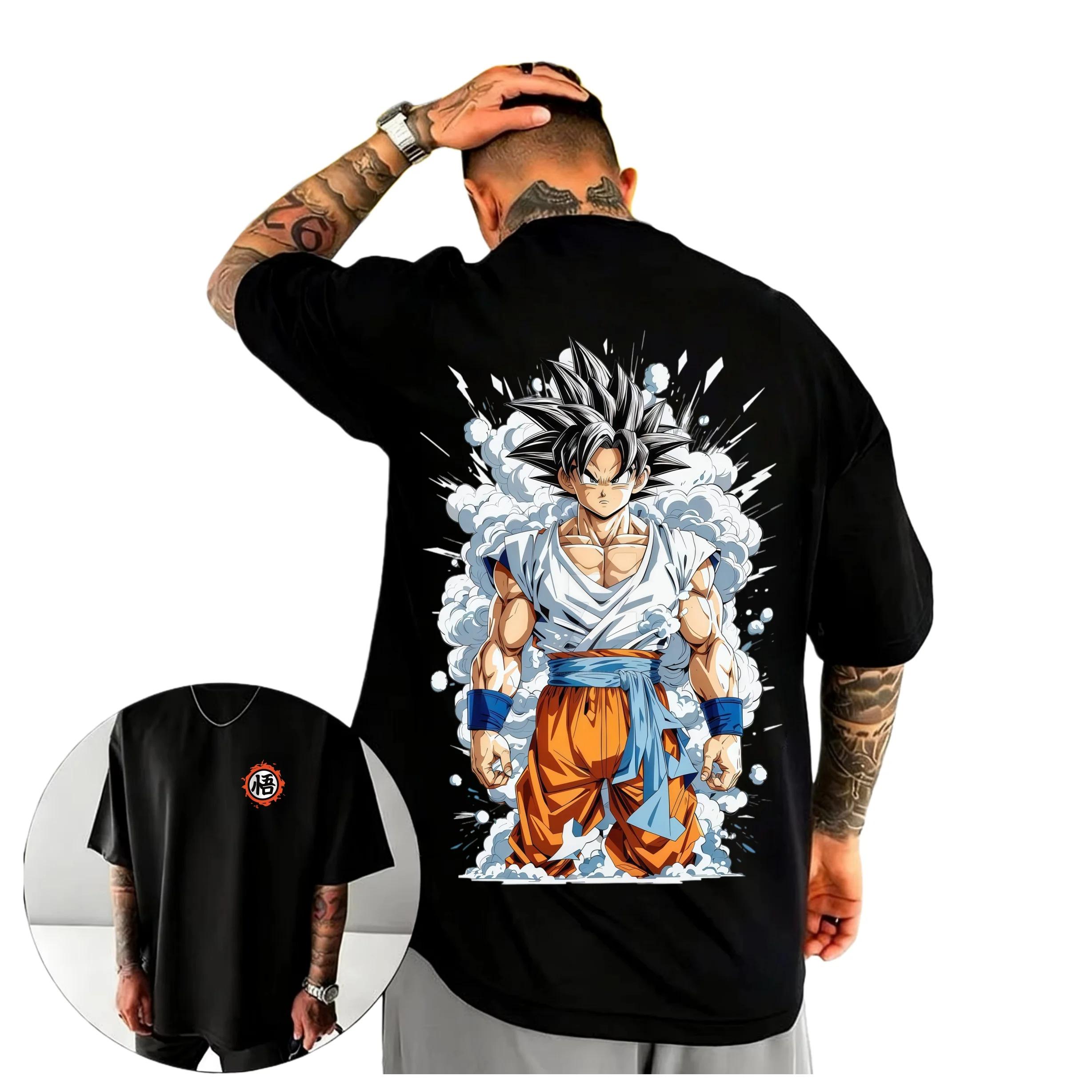 

Dragon Ball Super Ultra Instinct Goku Comfortable Fashion Vintage Double-Sided Band Graphic Print Women And Men T-shirts 4XL