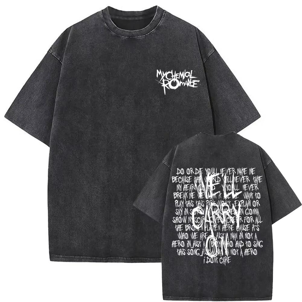 Washed Vintage Rock Band My Chemical Romance The Black Parade Tour  Tshirt Mens Women Fashion Punk Emo Oversized T Shirts