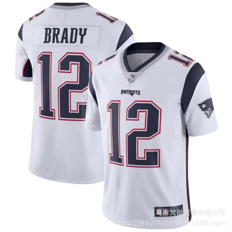 גופיית פוטבול NFL פטריוטס לגברים טום בריי 12 דרייק מיי 10 חולצת ספורט קבוצתית רקומה שרוול קצר