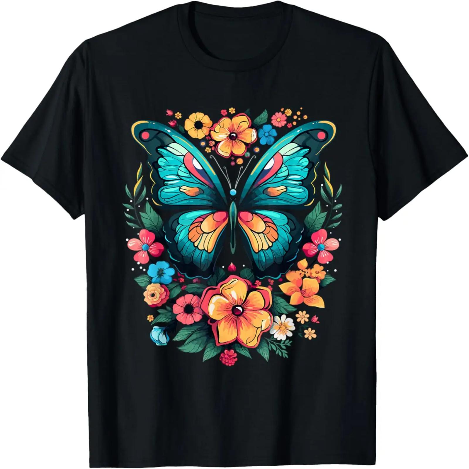 

Butterfly With Flowers I Aesthetic Butterfly T-Shirt S