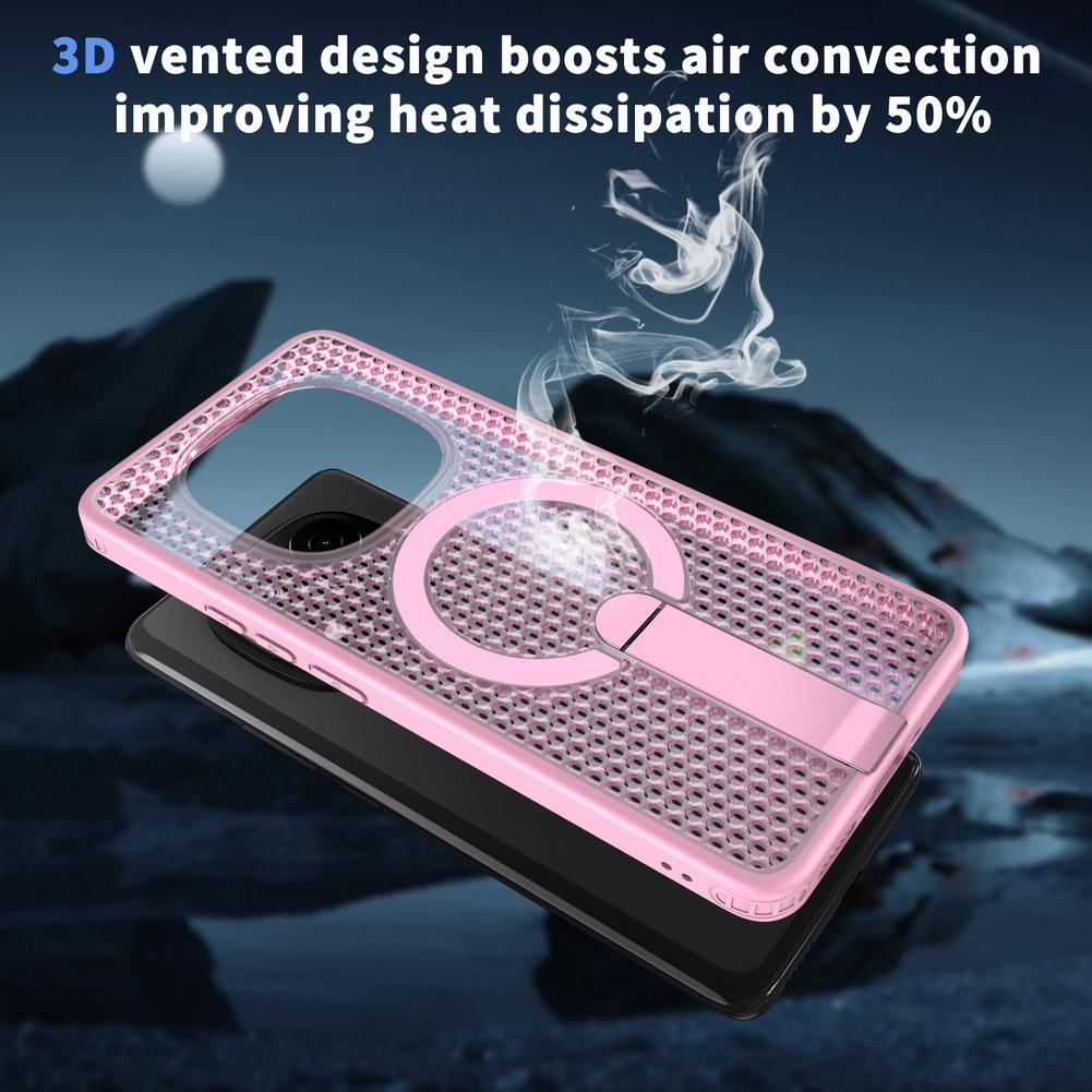 Honeycomb heat dissipation stand holder magnetic ring case for Xiaomi Redmi Note14 Pro + note 14 Redmi 14c 14R A5 Armor Cover