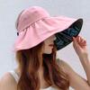 1pc Summer Empty Top Wide Brim Sun Hat for Women Anti UV Sunscreen Ponytail Bucket Hat Female Sun Protection Outdoor Beach Caps