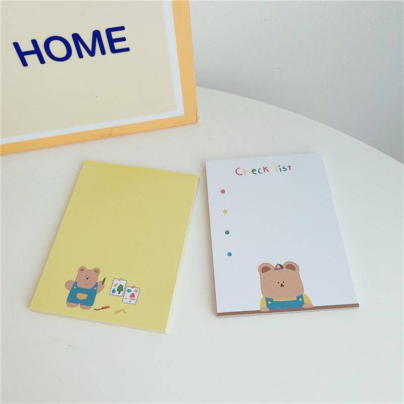 Korean Ins The Same Style Chubby Bear Checklist Sticky Note Book 2 Colors Optional Hand Account Sticker Paper Kawai Stationery
