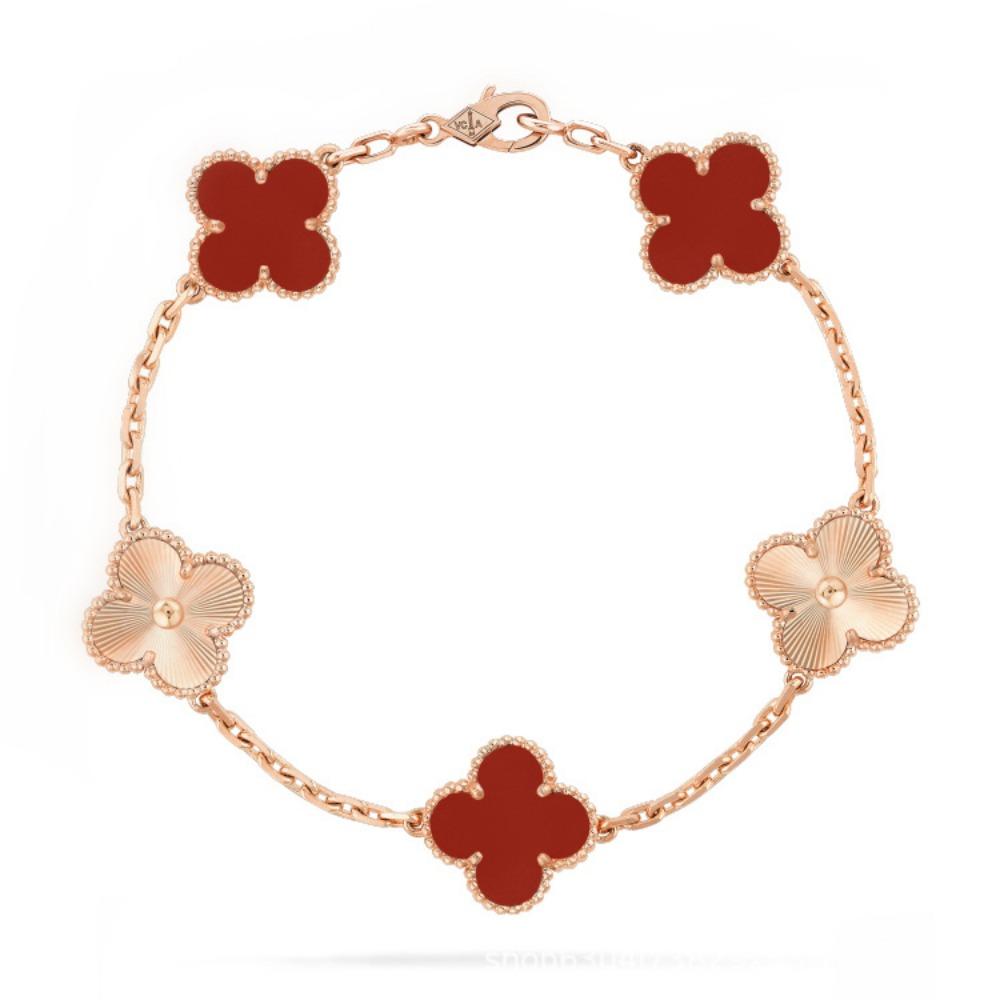High-quality Version Clover Bracelet Five-flower Agate and Mother-of-pearl Bracelet Six-flower Laser-cut Chalcedony Jewelry/bangle