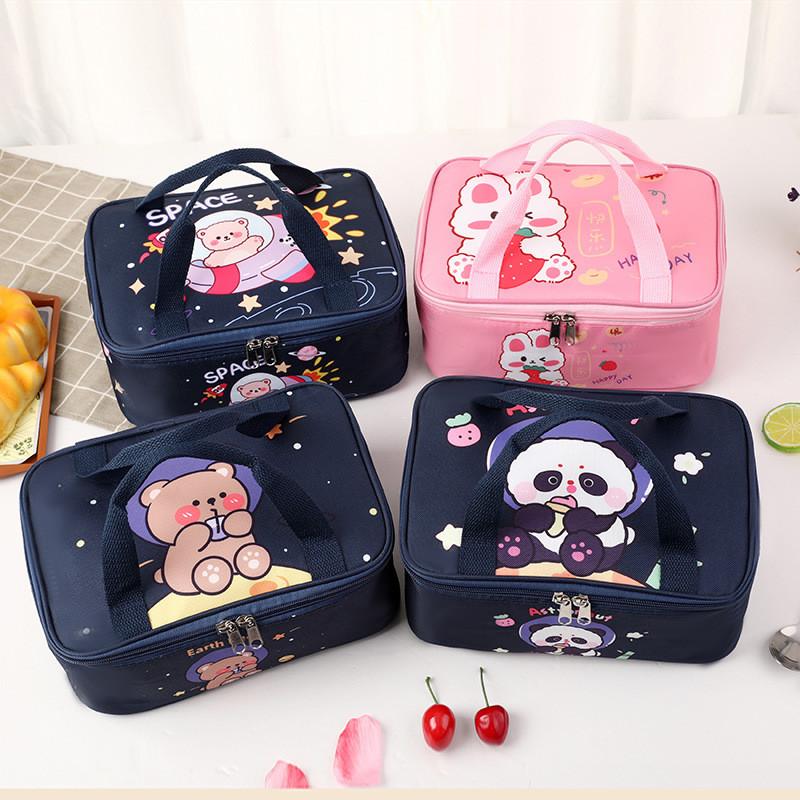 Cartoon Insulated Lunch Bag With Aluminum Foil For Students And Kids