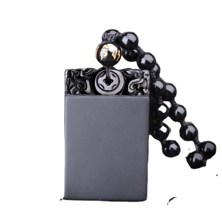 Obsidian Peace and Safety Amulet Jade Pendant Charm for DIY Bracelet