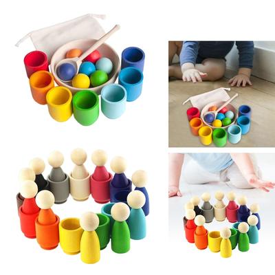 Colorful Wooden Sorting Game for Toddlers - Interactive Educational Toy Set