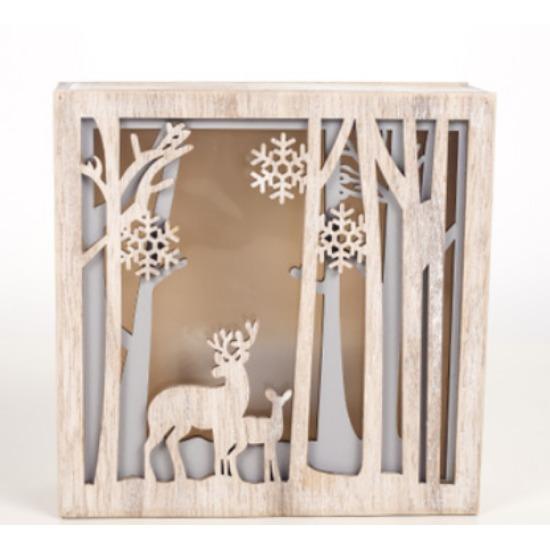 Cartoon LED Licht Schneehaus Holzornament Weihnachtsbaumdeko DIY Hängeanhänger Weihnachten Neujahrsparty Zuhause Navidad Deko