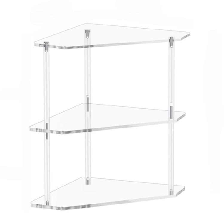 Elegant Wall Mounted Corner Shelf Acrylic Storage Rack Space Saving Organizer Triangle End Table for Skincare Tool