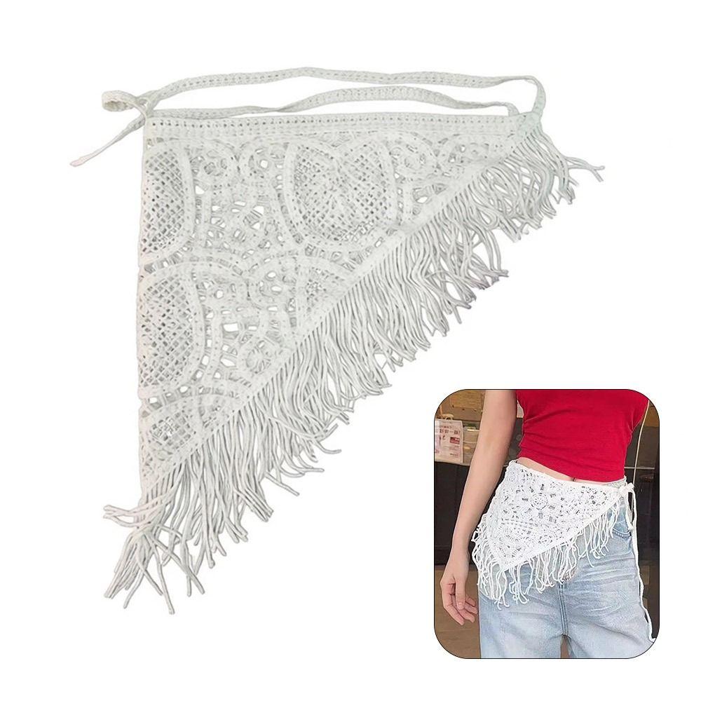 Bohemian Knitted Fringed Flap Hollowing Out Ethnic Style Triangle Back Flap Hand-knitted Multifunctional
