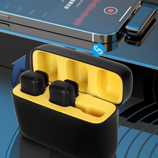 Wireless Lavalier Microphone Noise Reduction 2.4G Type C Receiver Mini Lapel Mic with Charging Case for Live Streaming