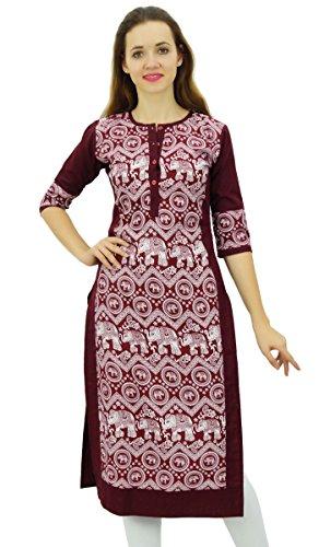 Phagun Women's Designer Straight Black Kurta 3 4 Sleeve Printed Casual