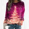 Women Autumn Tops Loose Cat Beautiful Christmas Tree Print Causal Long Sleeve T-shirt Top Blouse