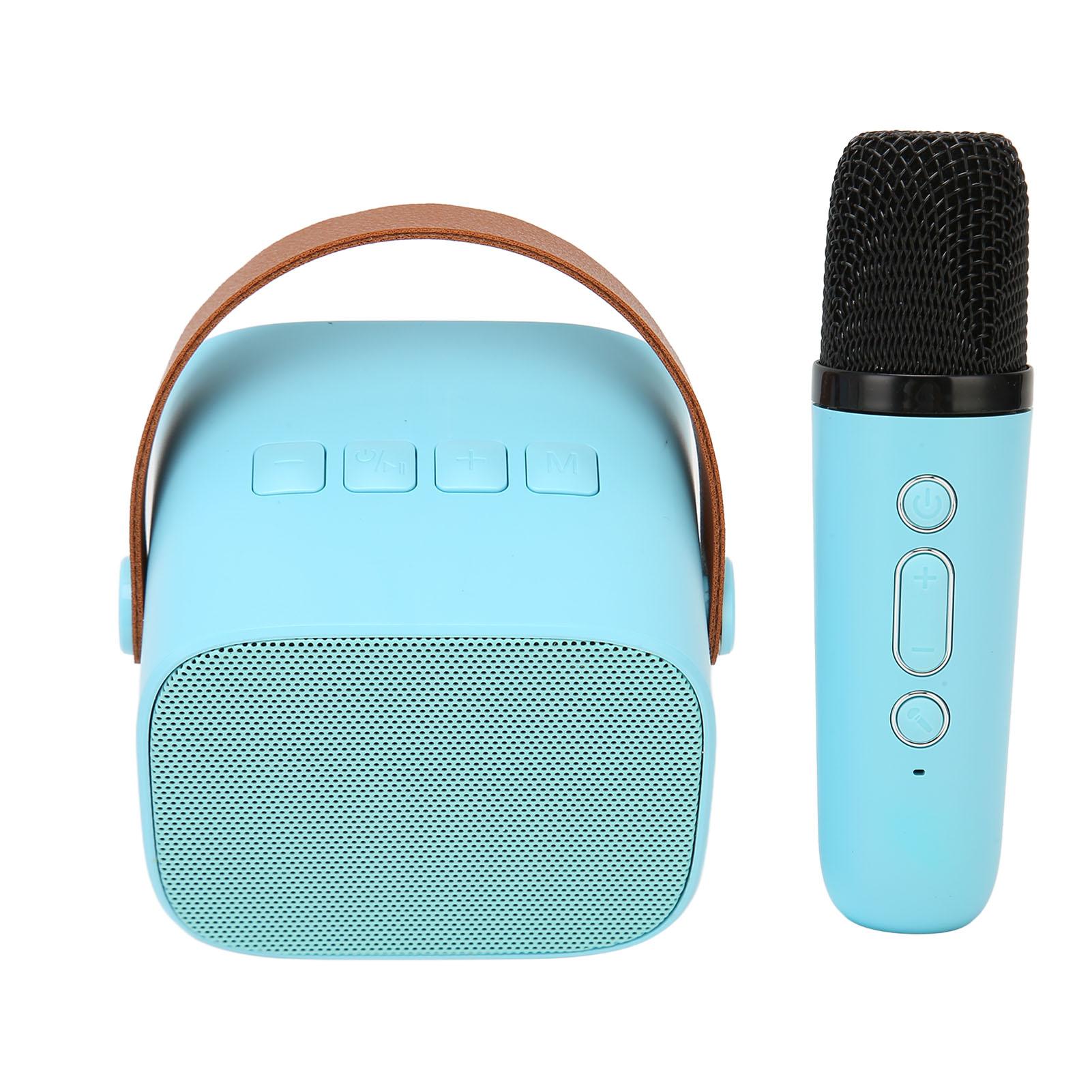 

Bluetooth динамик микрофон комплект HD стерео перезаряжаемый ретро портативный караоке машина для детей синий