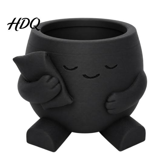 Succulent Planter Pot 3D Printed Cute Character Planter Sleepy Face Flower with Modern Minimalist Plant Basin Pillow Mini Desktop Container
