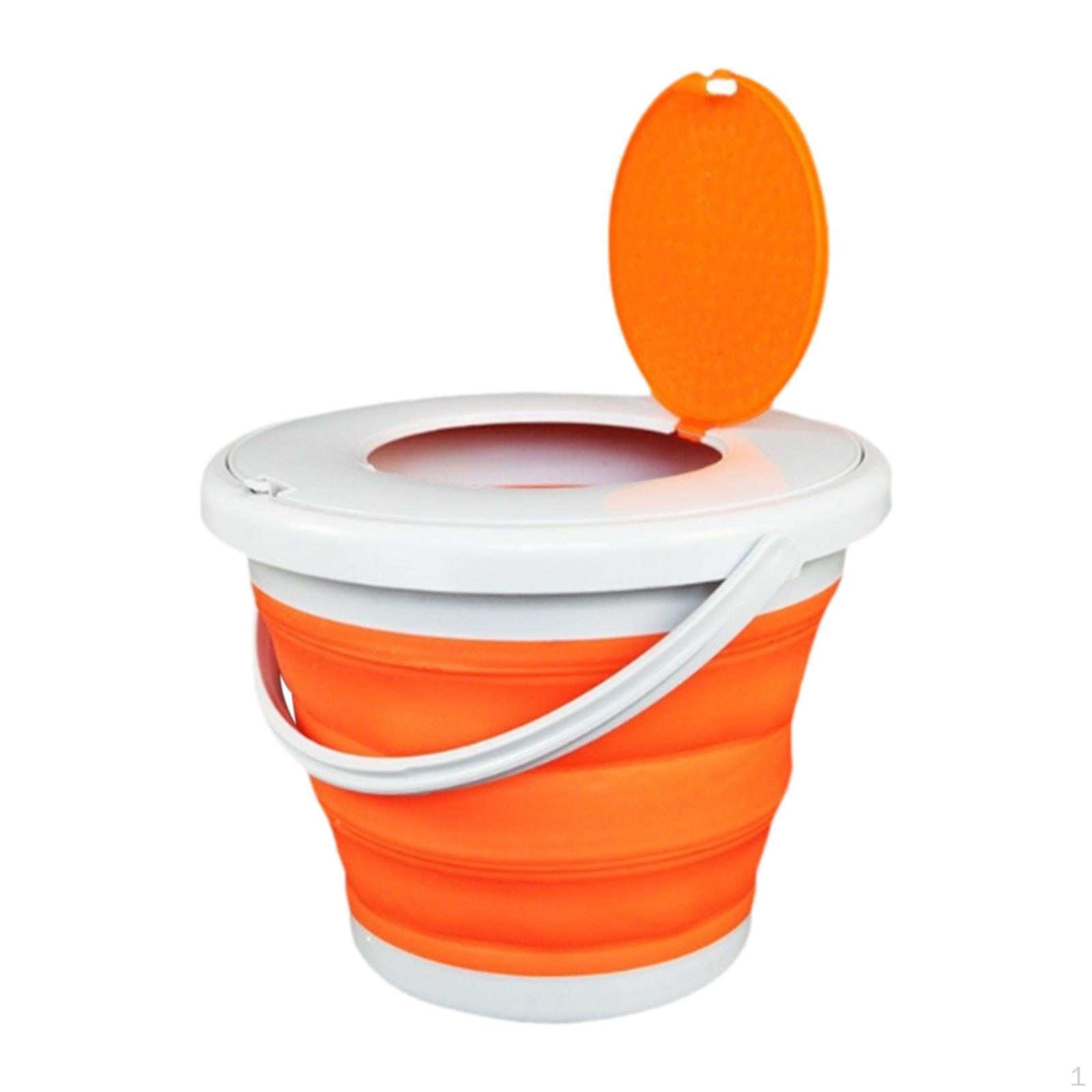 5L Collapsible Bucket with Lid for Fishing And Cleaning Use оранжевый