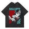 Soul Eater T-Shirt Vintage Gewaschenes T-Shirt Anime Druck Grafik Streetwear Hip Hop Locker Y2k T-Shirt Sommer Lässige Baumwoll-T-Shirts