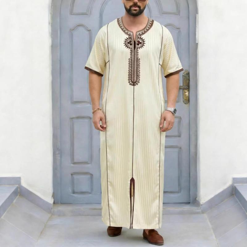 Men S Long Sleeve Embroidered Robe Style Festival Dress Shirt