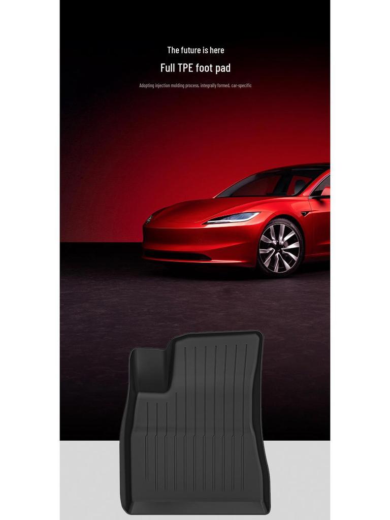 Tesla Model 3 Waterproof TPE Floor Mats, Double-Layer, Wear-Resistant with Lamb's Wool, Facelift Version.