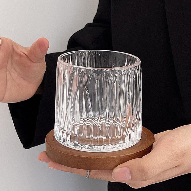 2pcs Set 10oz Spinning Glasses 300ml Novel Creative Thick Crystal Whiskey Cups Wine Glasses Drinking Mug Drinkware for Kitchen