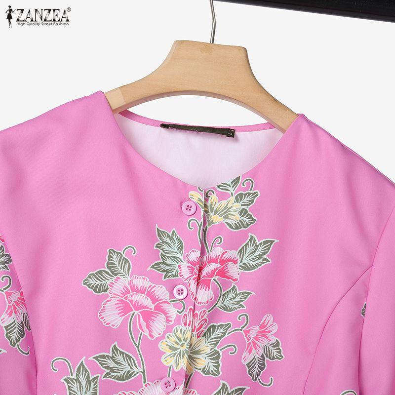 ZANZEA Women Half Sleeve Blouse and Midi Skirts Floral Print Two Piece Suit Sets