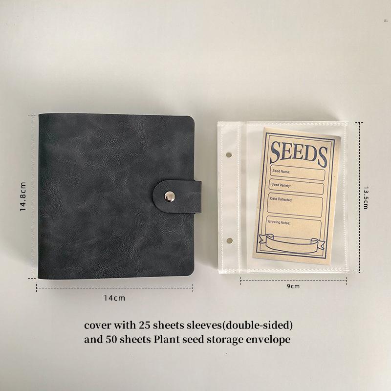 

Большая емкость 5 дюймов 2 кольца органайзер для семян папка вставной PU кожаный альбом для хранения семян, садовый журнал, растения конверты