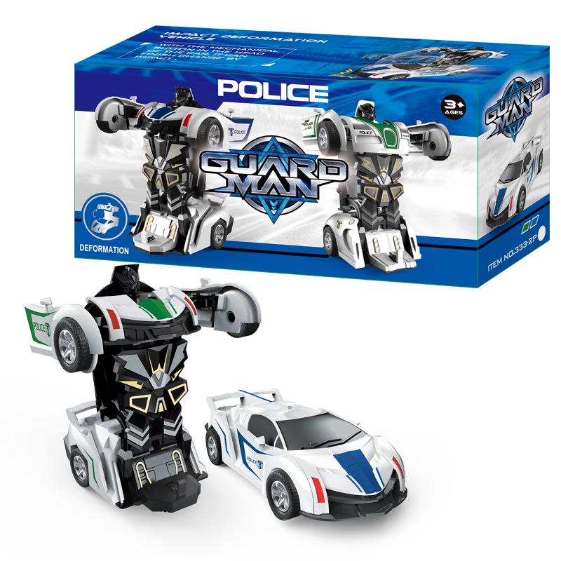 One-Key Transforming Bugatti Pull-Back Car Robot Toy
