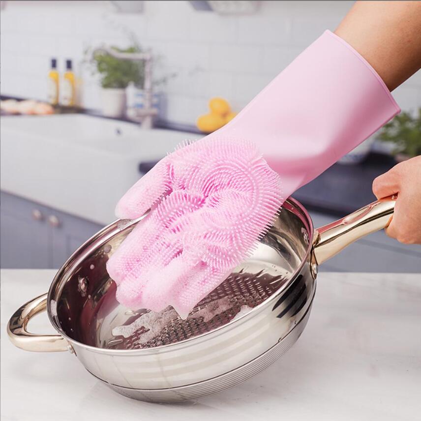 Silicone Dishwashing Gloves Waterproof and High Temperature Resistant Kitchen Multifunctional Gloves