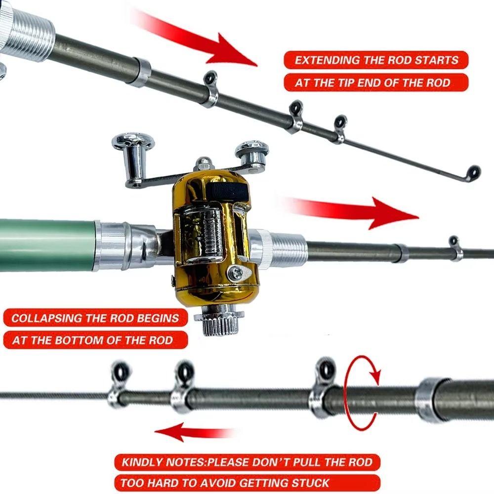 Carbonrolle Mini-Angelrute Stiftform Zusammenklappbares Angelruten-Set Taschenkarpfenrute Fluss